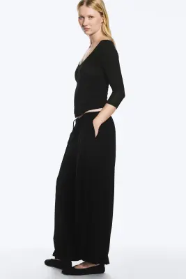 Pantalon bouffant mi-haut doux - Noir — photo 2