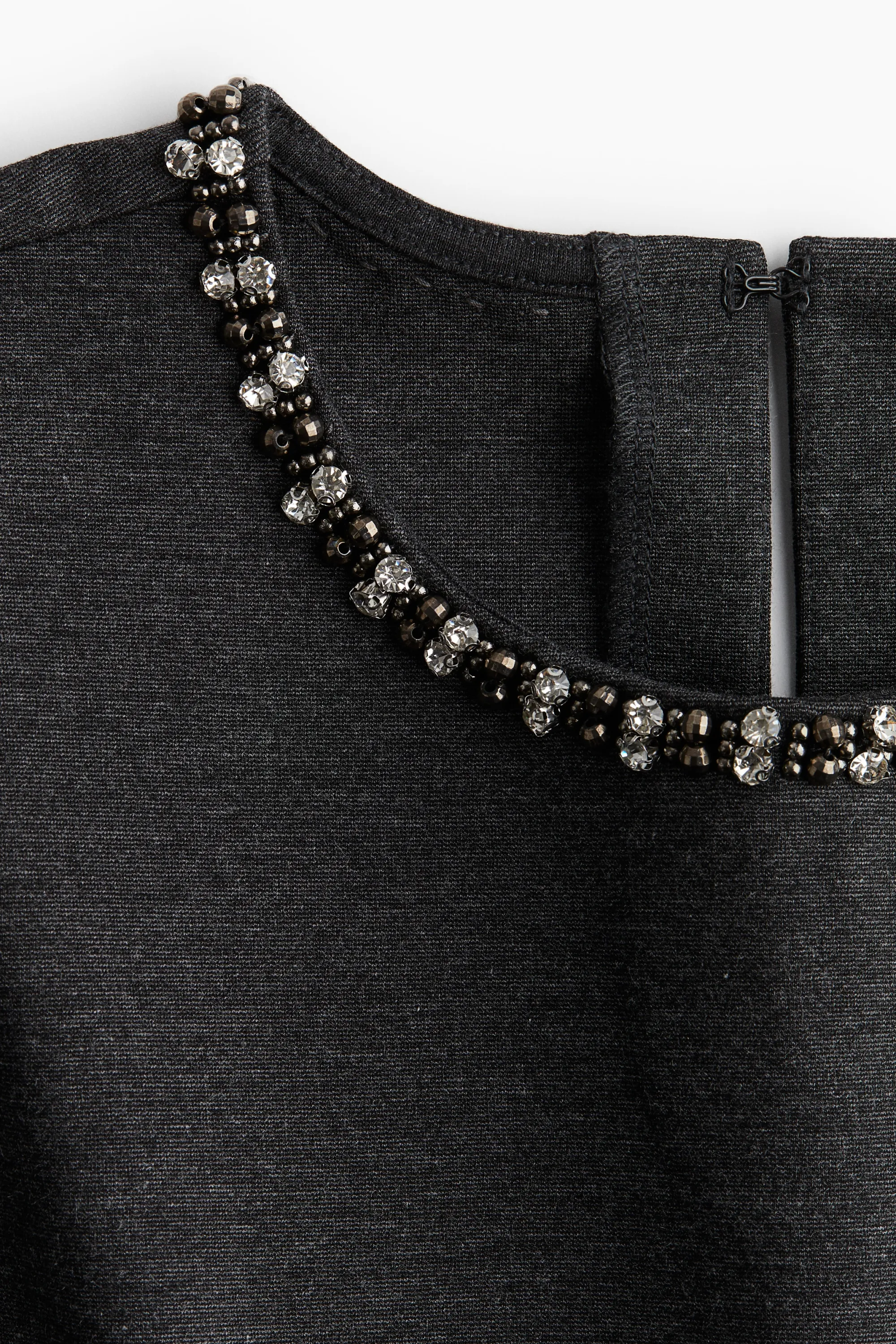 Robe ornementée en jersey - Gris foncé chiné