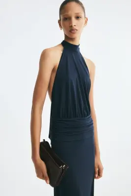 Robe maxi avec dos nu - Bleu foncé — photo 1