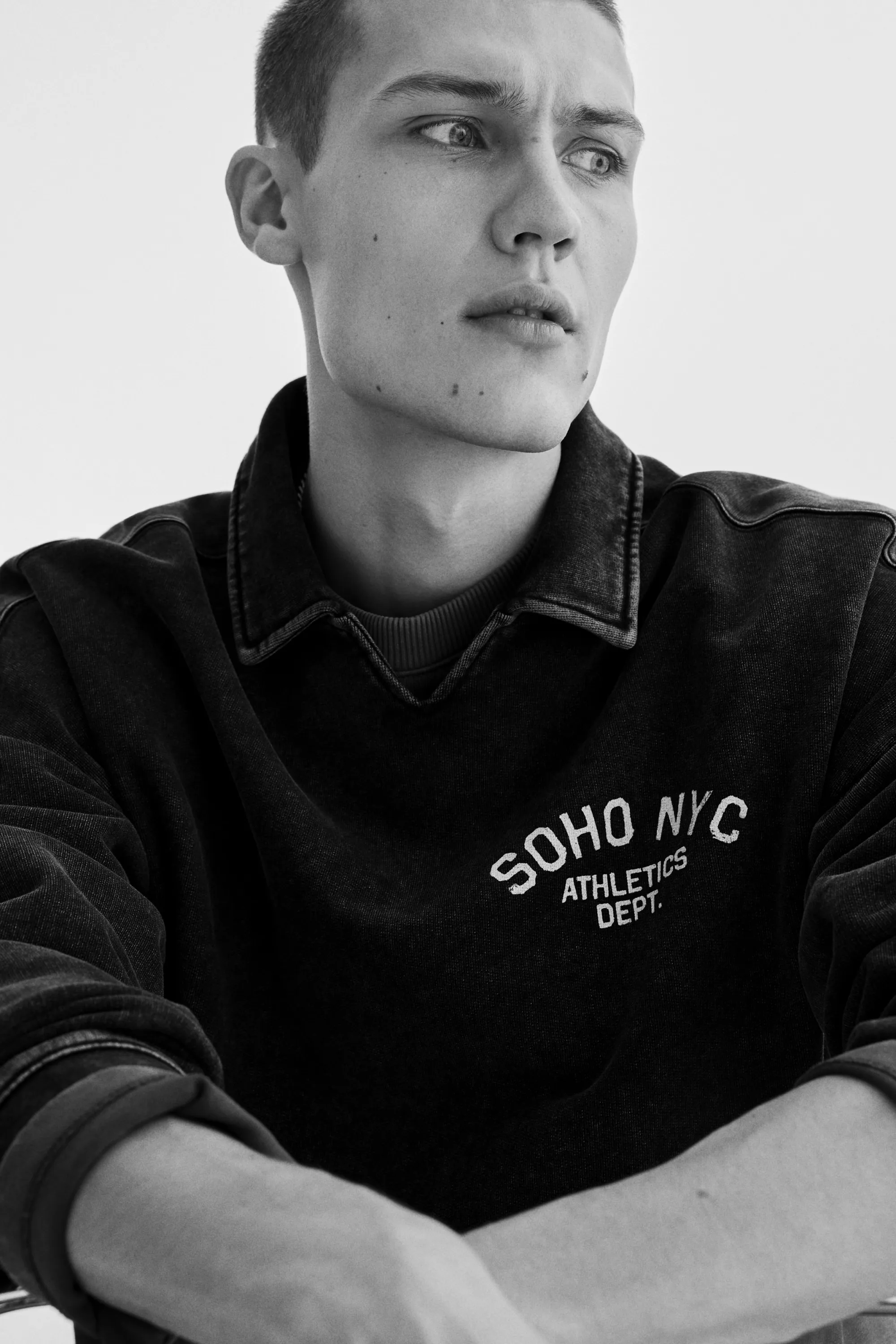 Sweat de rugby Oversized Fit - Noir délavé/Soho NYC