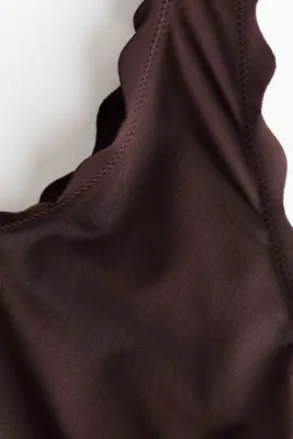 Maillot de bain asymétrique avec bonnets paddés - Marron foncé — photo 3
