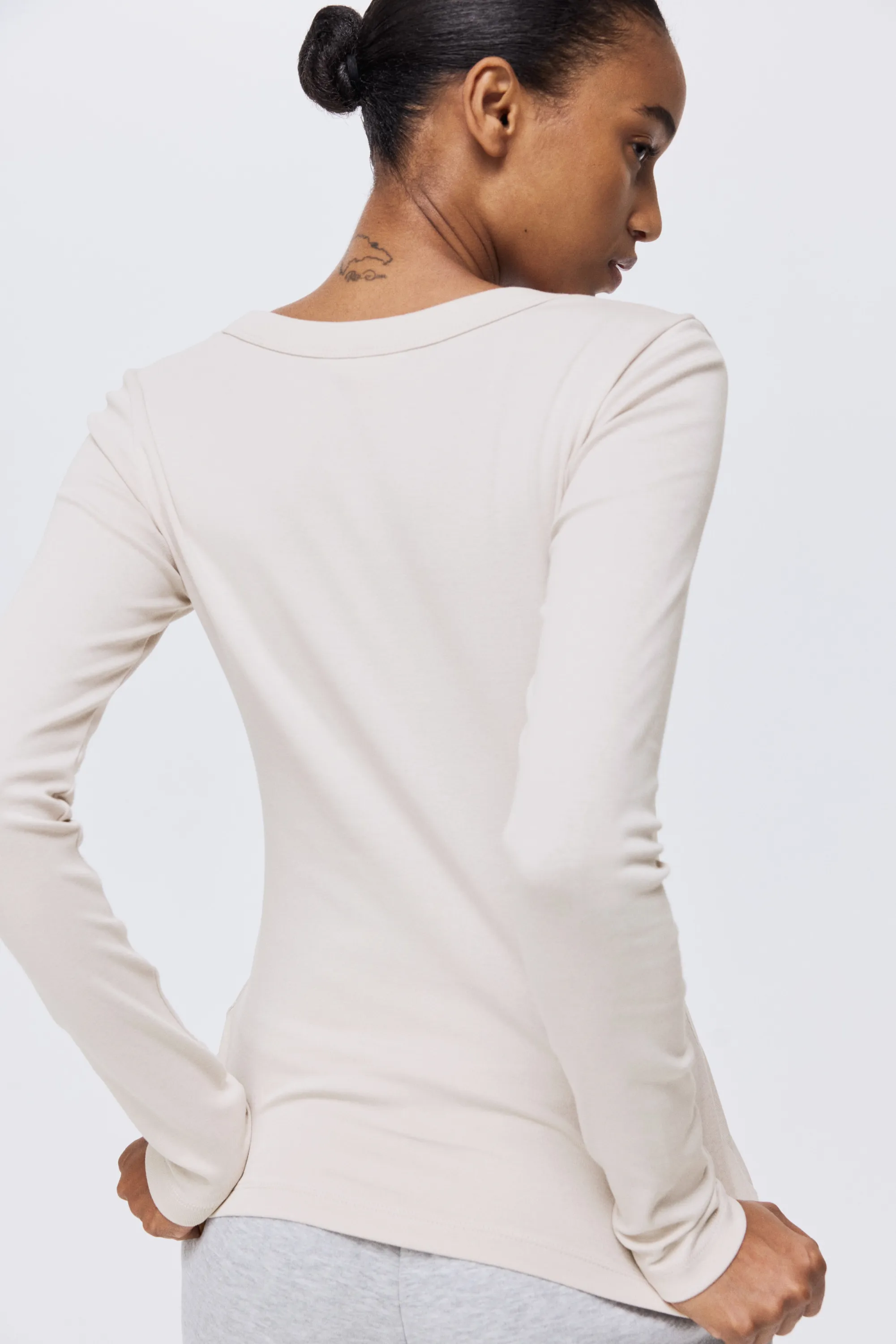 Top en coton - Taupe clair
