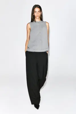 TOP EN DENIM À COL EN V ET DOS AJOURÉ - BLEU POUDRÉ — photo 2