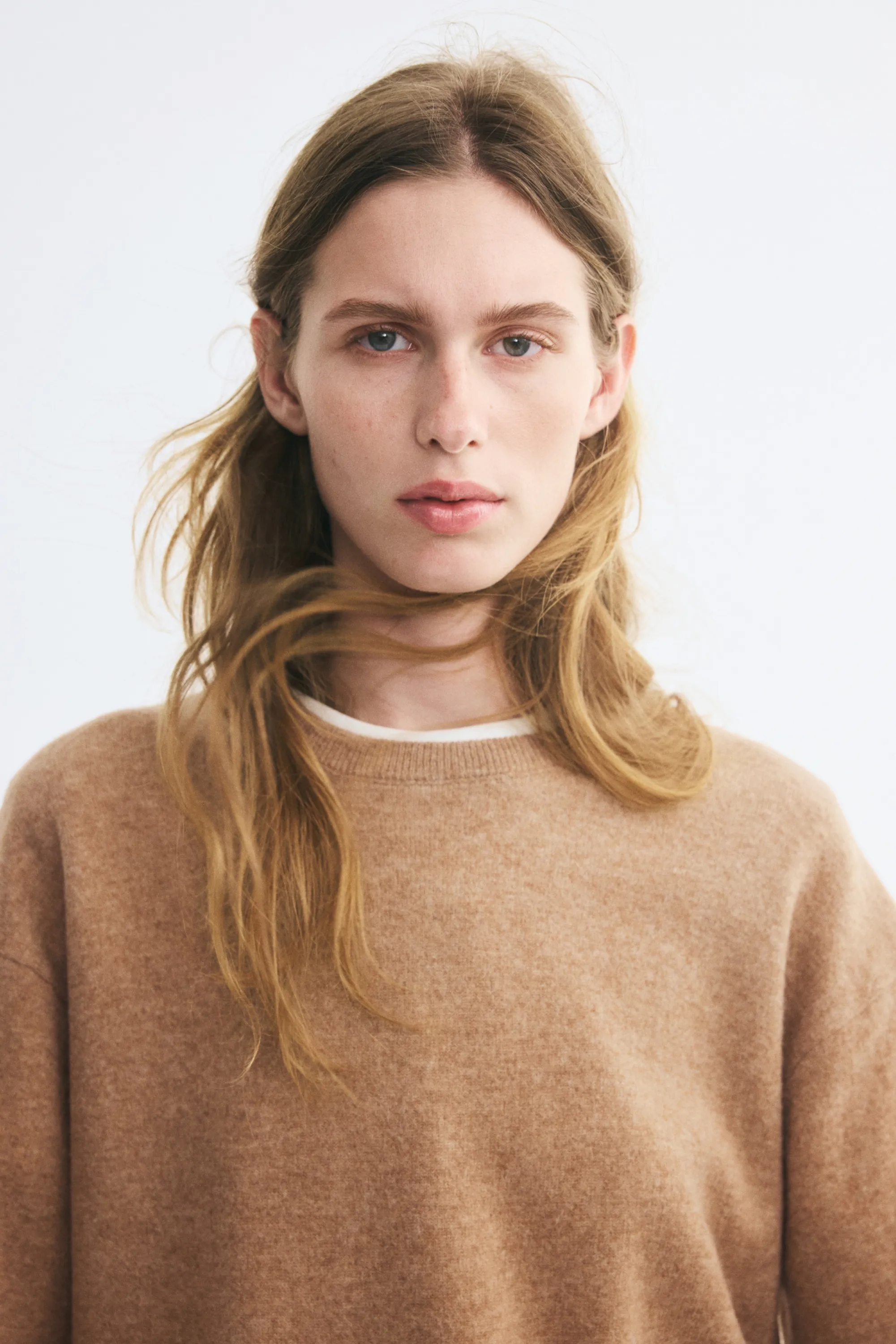 Pull oversize en laine - Beige foncé