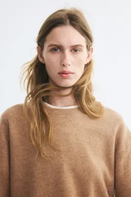 Pull oversize en laine - Beige foncé — photo 1