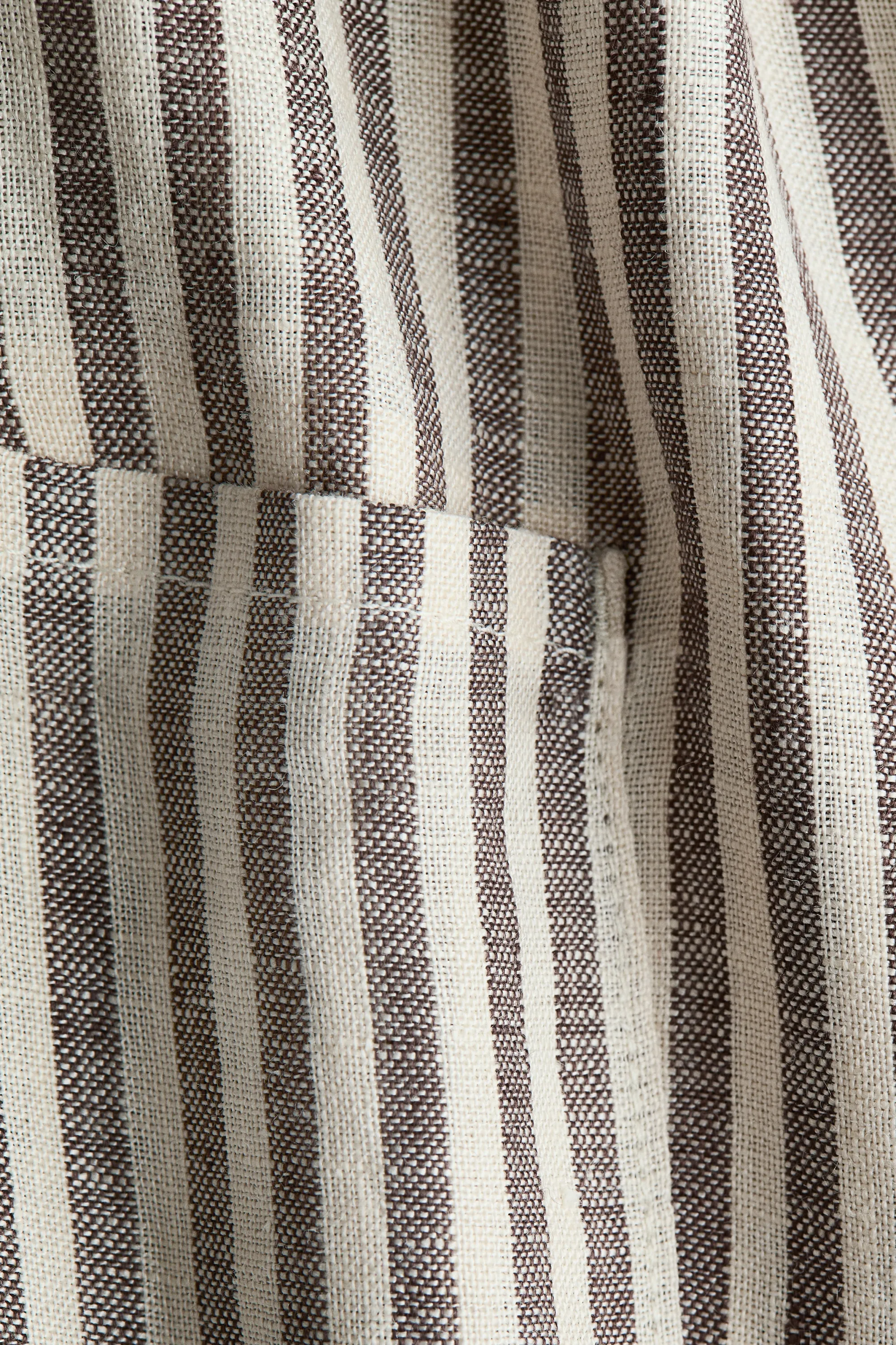 Barboteuse en lin - Marron/rayures blanches