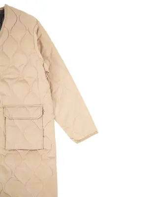 Military V Neck Zip Down Coat Coyote — photo 4