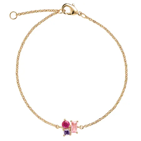 Bracelet Plaqué or - Oxyde de Zirconium Violet rose fuschia Go Mademoiselle 605608