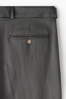 Pantalon Regular Fit en twill avec ceinture - Gris foncé — photo 2