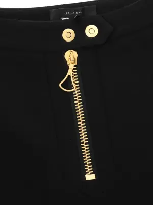 Pantalon en crêpe noir zip doré boutons dorés Prix boutique 460€ Taille M — photo 2