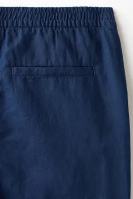 Pantalon Regular Fit en lin mélangé - Bleu foncé — photo 4