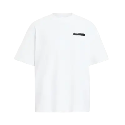 ALLSAINTS Redact Oversized Embroidered Logo T-Shirt Ashen White — photo 1
