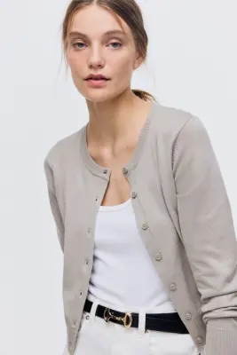 Gilet en maille fine - Grège clair — photo 2
