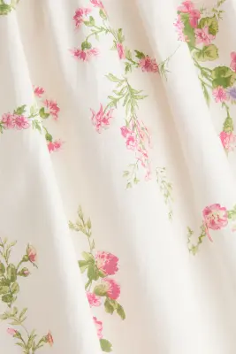 Robe en popeline avec jupe évasée - Blanc/fleuri — photo 4