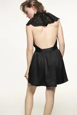 Robe dos nu avec dentelle - Noir — photo 3