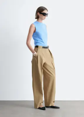 Pleated Barrel-Leg Trousers - Beige — photo 4