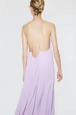 Robe trapèze en viscose - Violet clair — photo 3