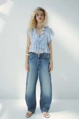 Barrel High Waist Jeans - Bleu denim clair — photo 2