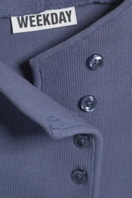 Top asymétrique boutonné - Bleu foncé — photo 3
