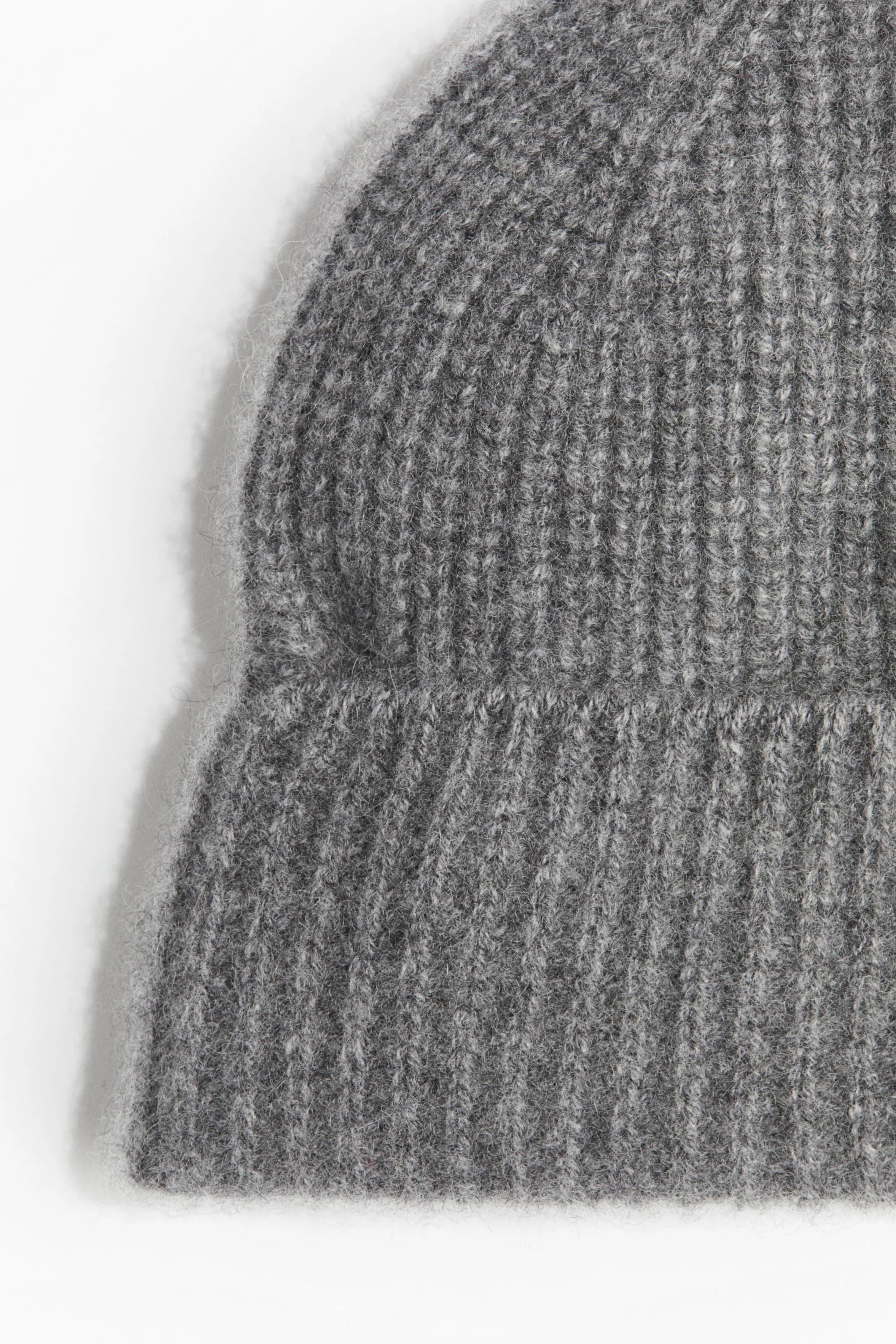 Bonnet en maille côtelée de laine cachemire - Gris