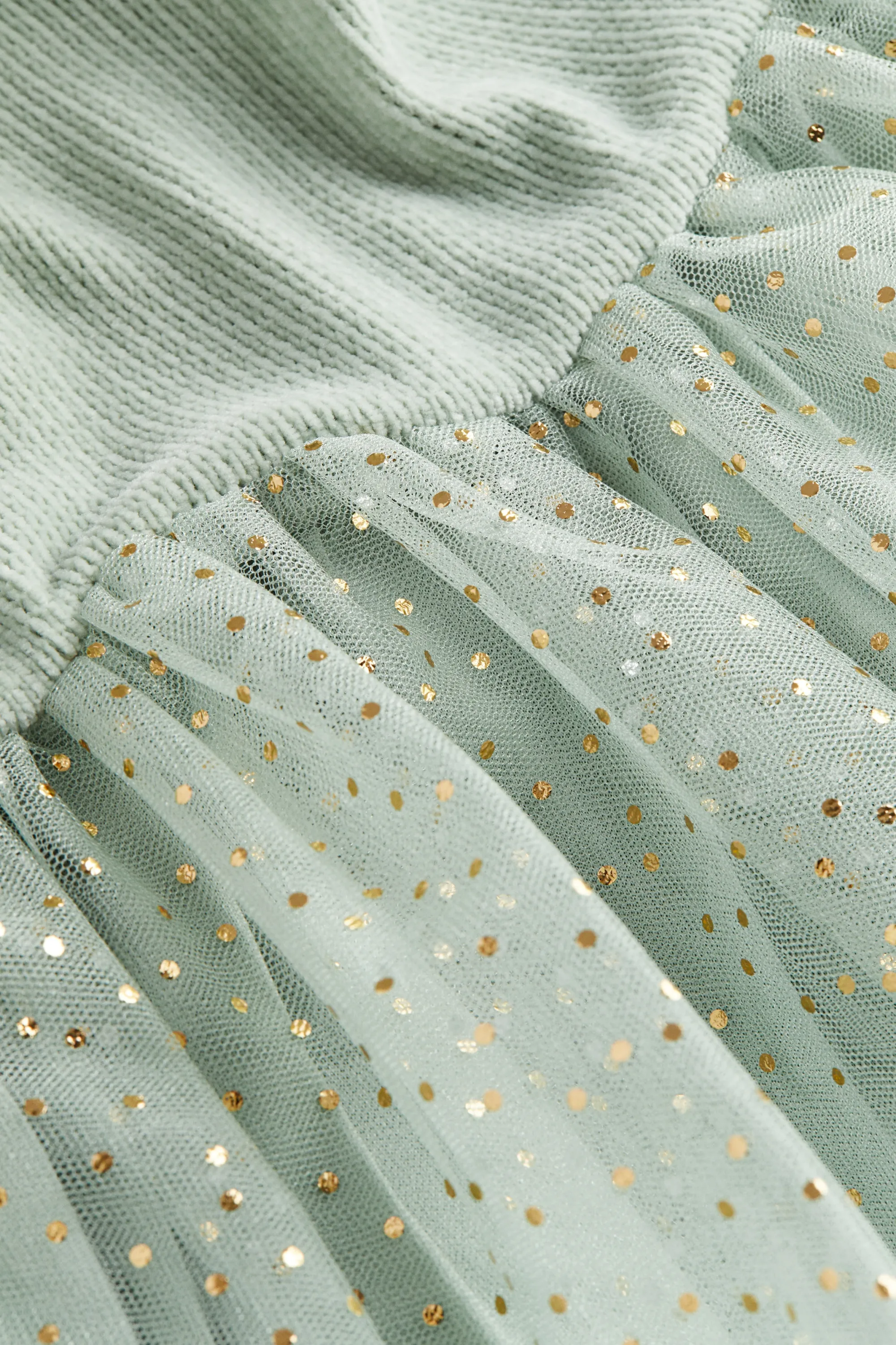 Robe avec jupe en tulle - Vert ancien/scintillant