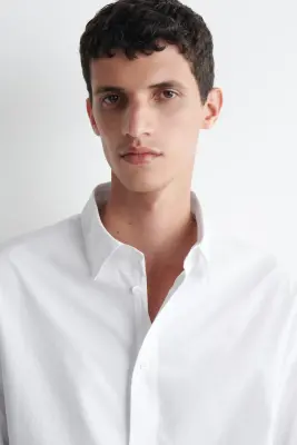 CHEMISE DÉCONTRACTÉE EN POPELINE DE COTON PIMA - BLANC — photo 1