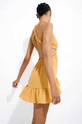 Robe découpée avec dos ouvert - Orange — photo 2
