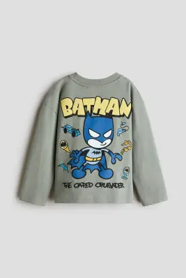 T-shirt imprimé à manches longues - Vert ancien clair/Batman — photo 1