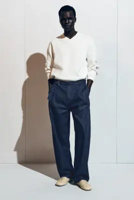 PANTALON BARREL CEINTURÉ EN DENIM - BLEU — photo 5