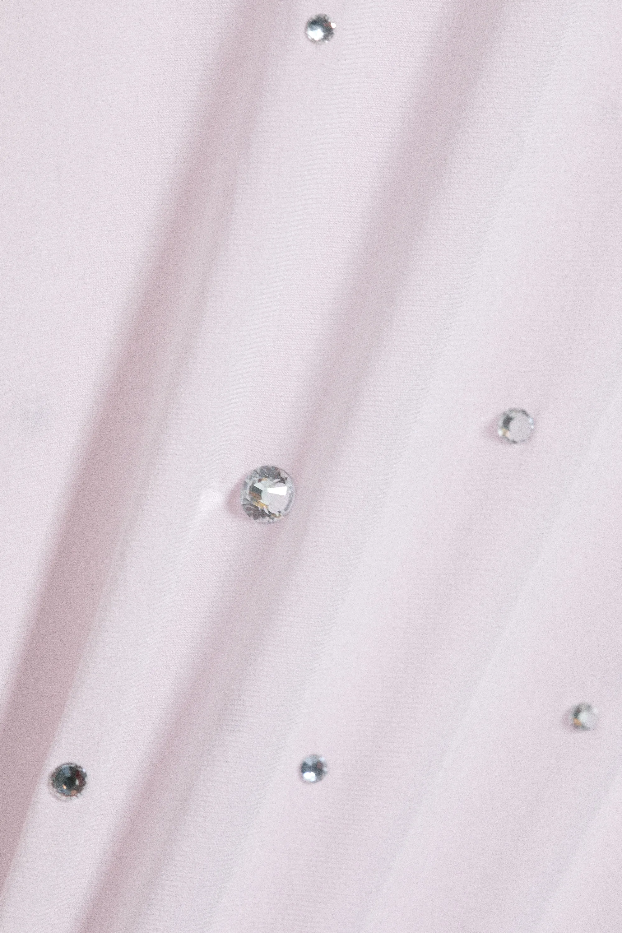 Robe courte à bretelles ornées de strass - Rose poudré clair