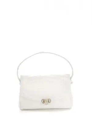 Petit sac porté épaule ou main en imitation cuir croco blanc — photo 1