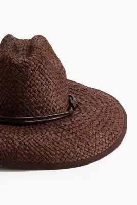 Chapeau de paille fait main - Marron foncé — photo 4