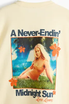 T-shirt oversize imprimé - Jaune clair/Zara Larsson — photo 3