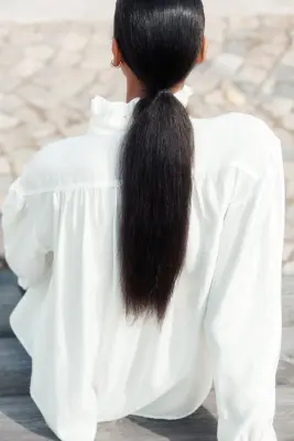 Blouse à volants ruchés - Ivoire — photo 3