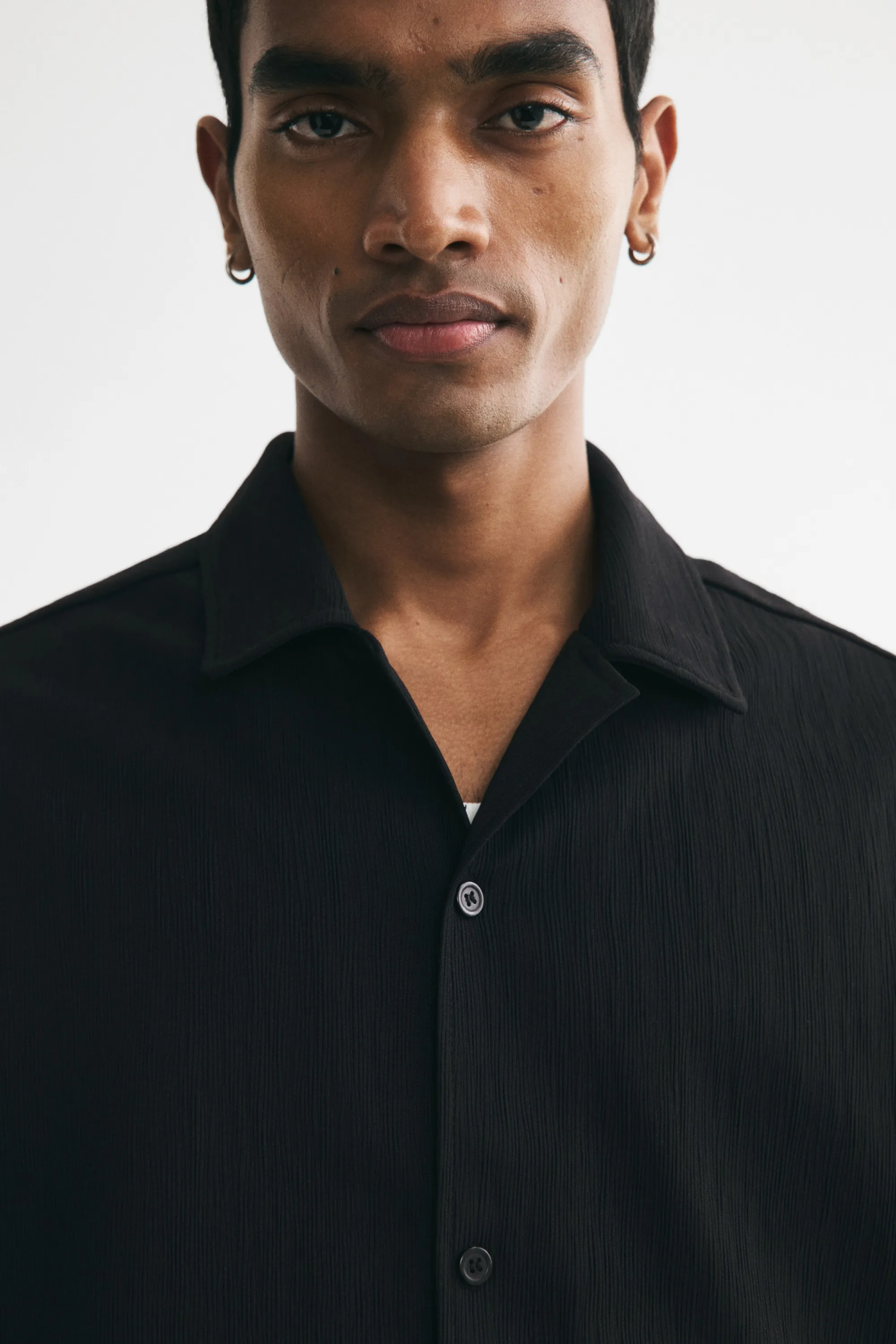 Chemise Relaxed Fit avec col cubain - Noir