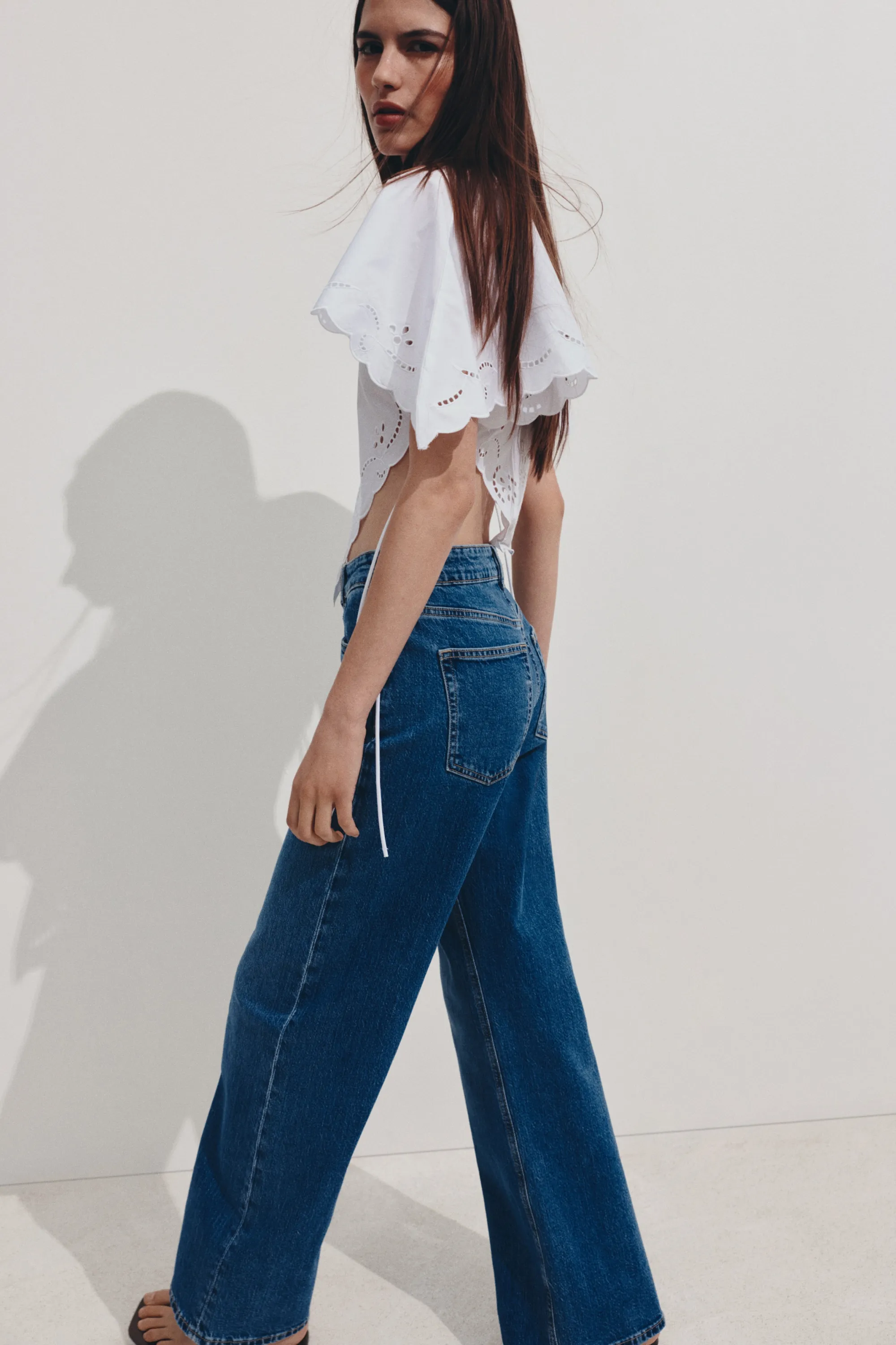 Wide High Waist Jeans - Bleu denim