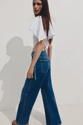 Wide High Waist Jeans - Bleu denim — photo 1
