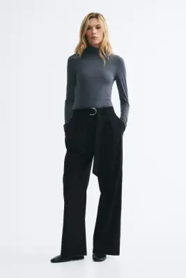 Pantalon chic avec ceinture - Noir — photo 2
