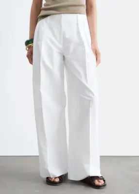 Pantalon plissé en coton et lin - Blanc — photo 5