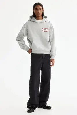 Hoodie Loose Fit avec motifs - Gris chiné/94 — photo 2