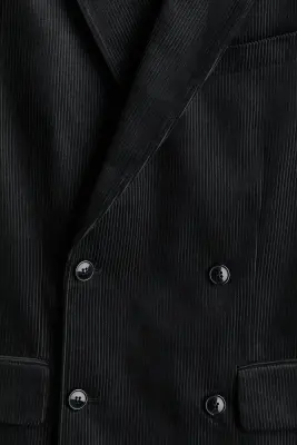 Veste croisée Relaxed Fit en velours côtelé - Gris foncé — photo 4