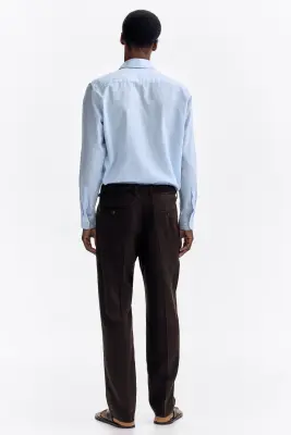 Pantalon chic Regular Fit en lin mélangé - Marron foncé — photo 2
