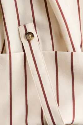 Chemise popover oversize - Crème/rayé — photo 4