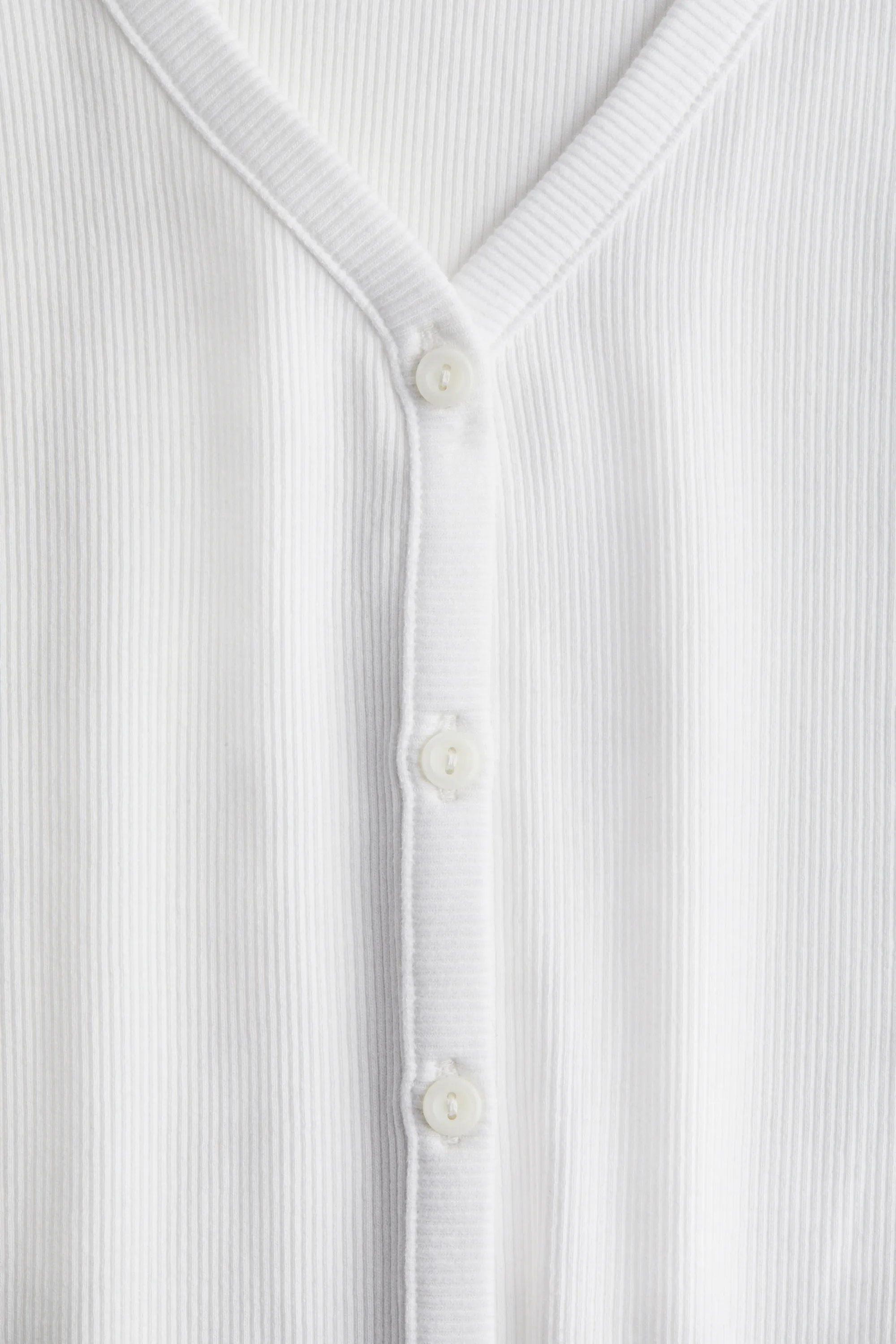 T-shirt côtelé avec boutons - Blanc