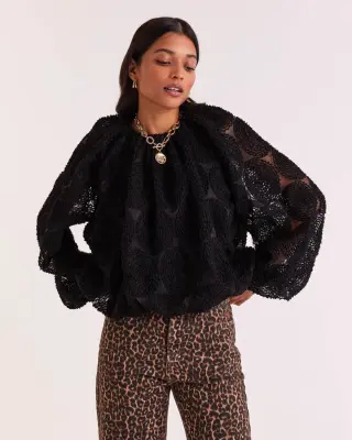 Blouse Ambre noir texturé — photo 5
