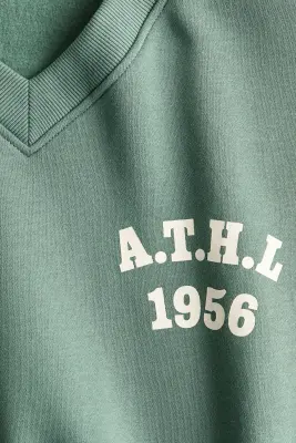 Sweat oversize avec encolure en V - Vert ancien/A.T.H.L — photo 4