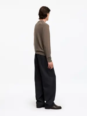 Pull à col en V en laine mérinos - Beige — photo 2