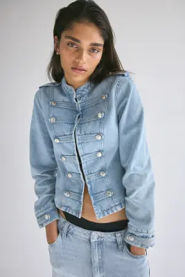 Veste en denim de coton - Bleu denim clair — photo 1