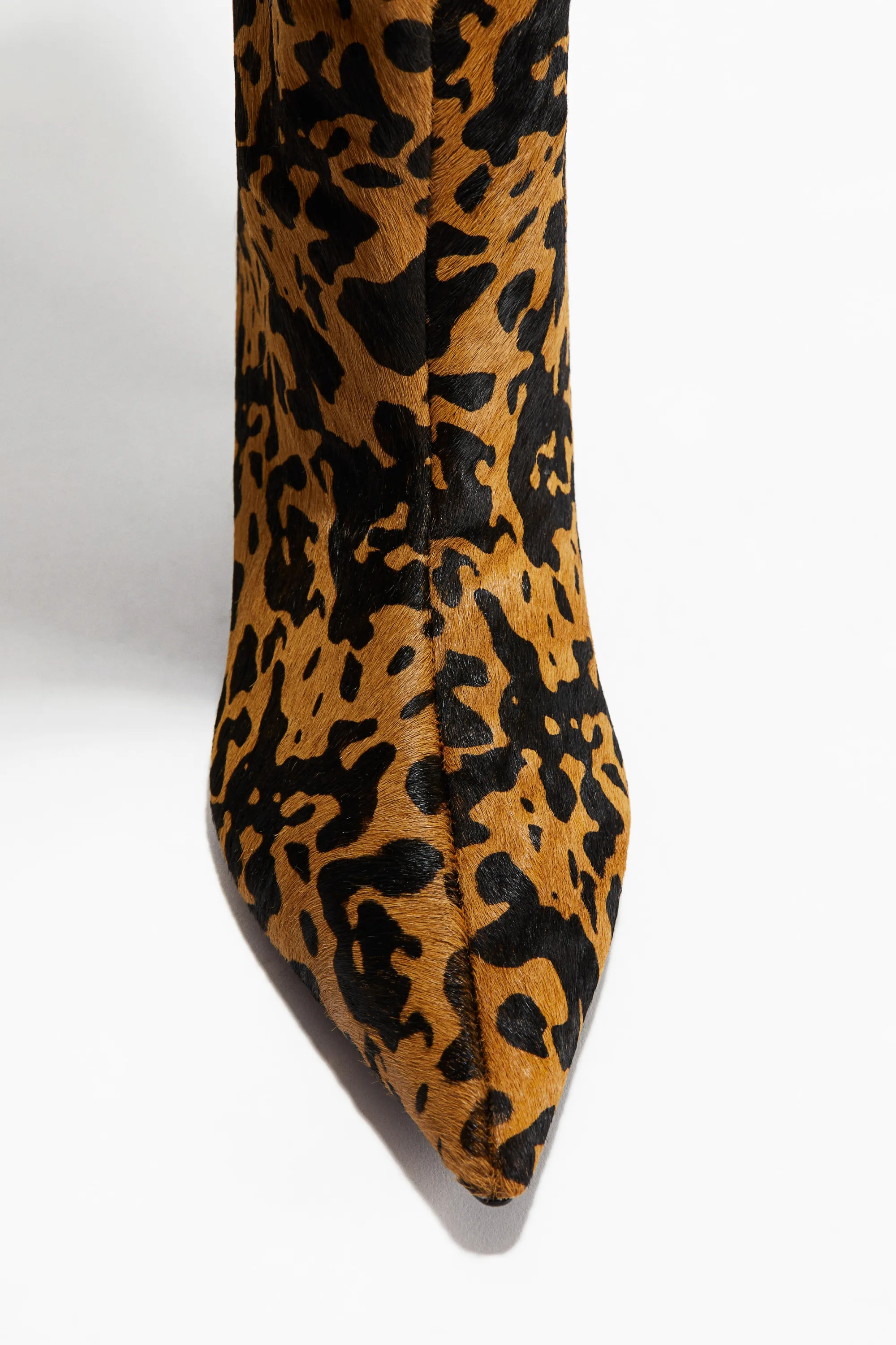 Bottes en cuir avec talon kitten heel - Marron/imitation léopard