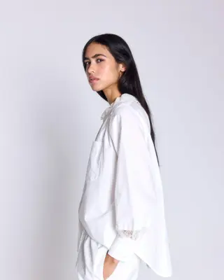Chemise Leonor blanc naturel et dentelle — photo 3
